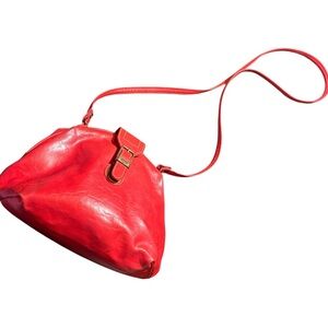 Capezio red vintage doctor frame bag crossbody or shoulder